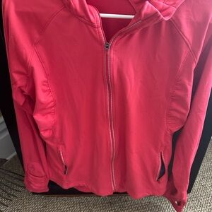 Athleta Red Athletic Jacket with Stand-Up Collar